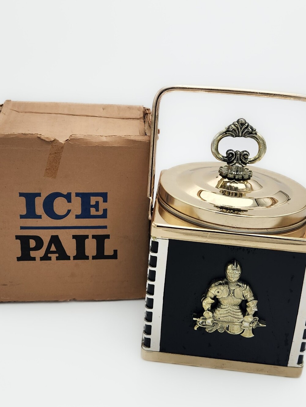 Vintage ICE BUCKET WITH ORIGINAL BOX...MEDIEVAL